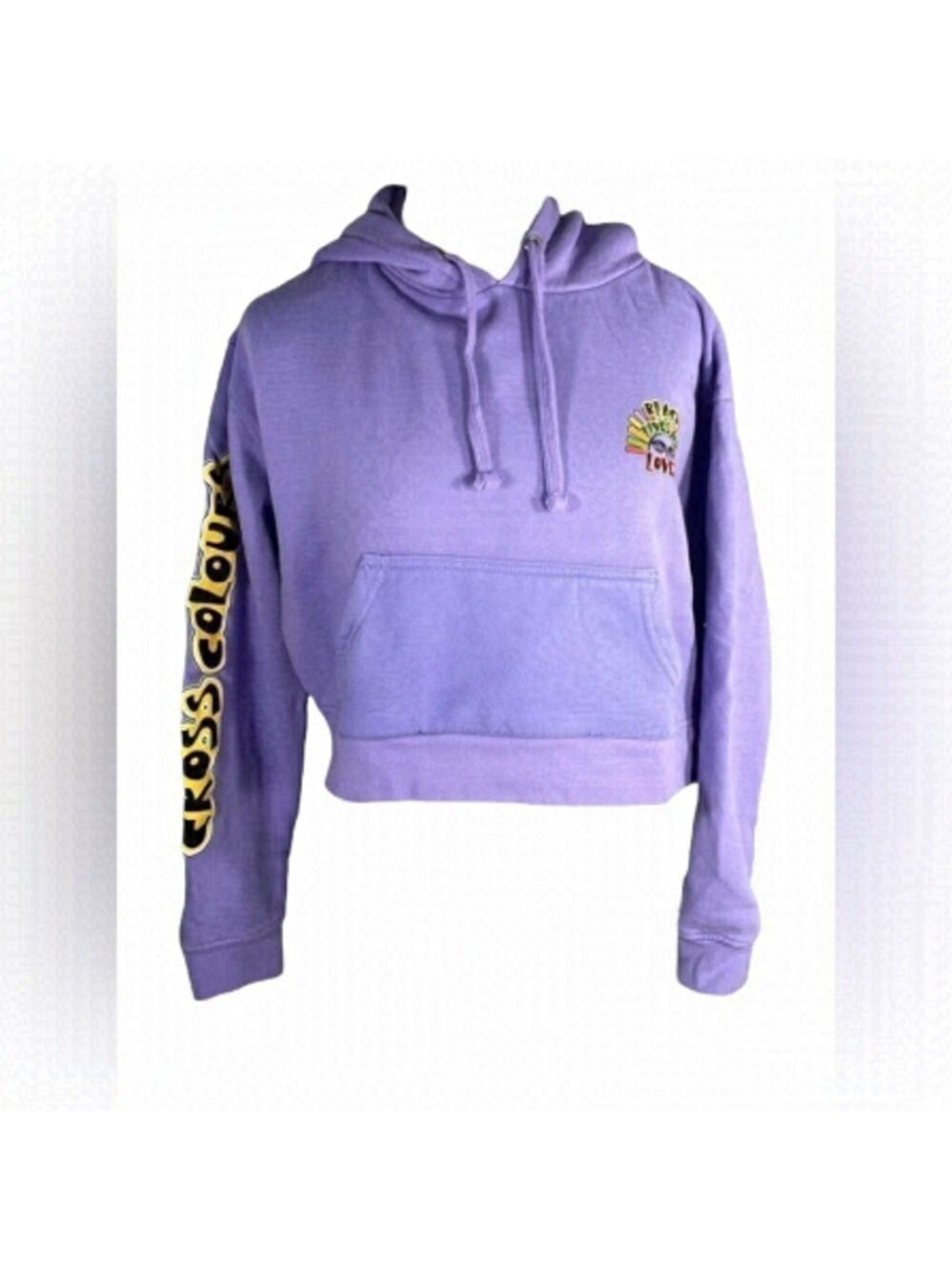 CROSS Colours cropped hoodie pullover sweater lilac Black Lives Are Loved size M